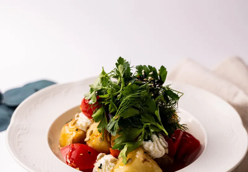 Салат с хрустящими баклажанами